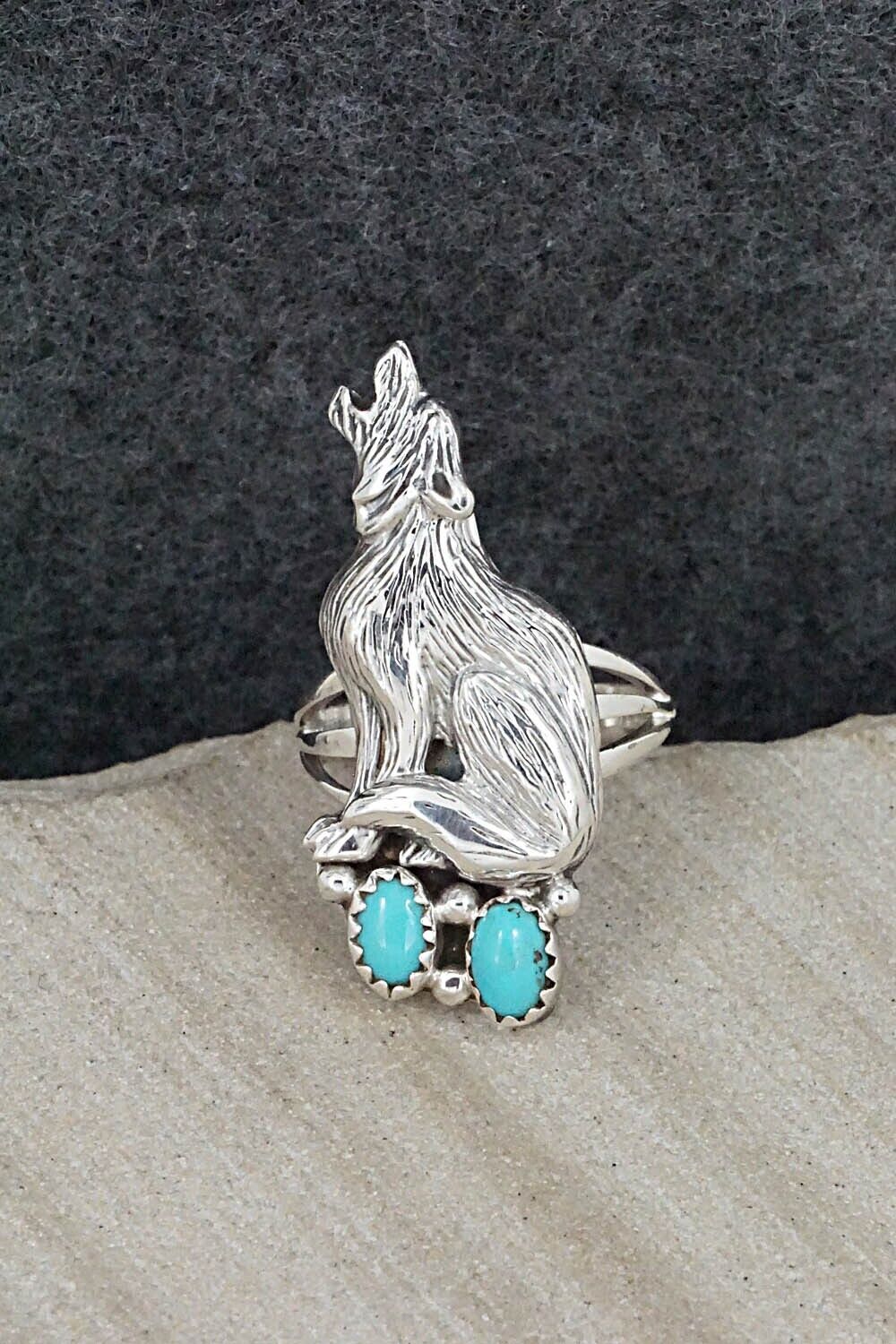 Turquoise & Sterling Silver Ring - Samuel Yellowhair - Size 6.5