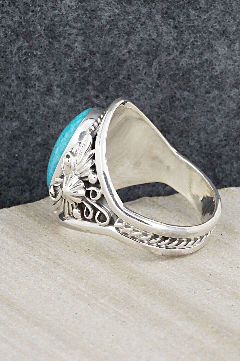 Turquoise & Sterling Silver Ring - Leonard Spencer - Size 13