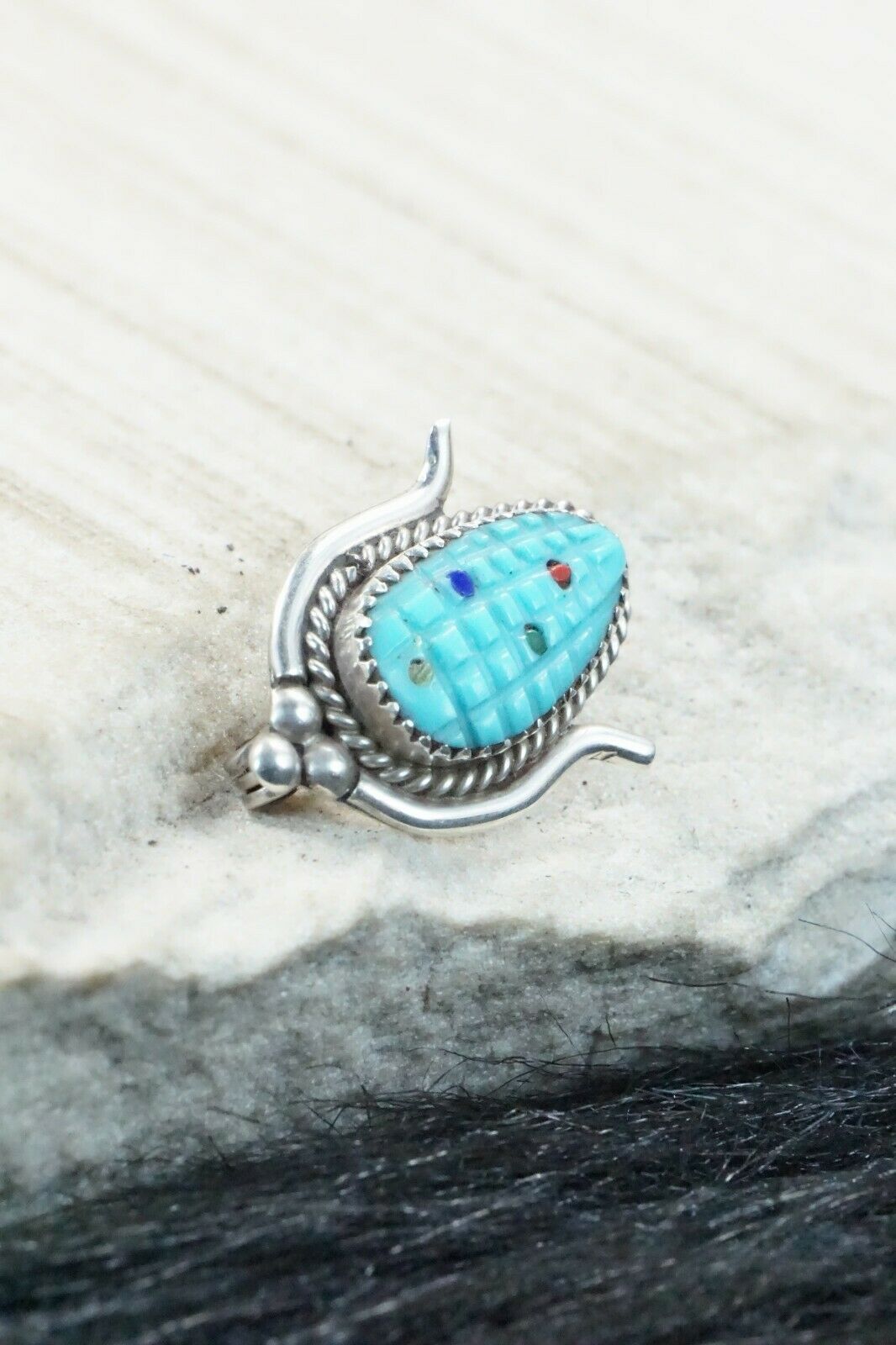 Turquoise & Sterling Silver Pendant/ Pin - Tracy Bowekaty