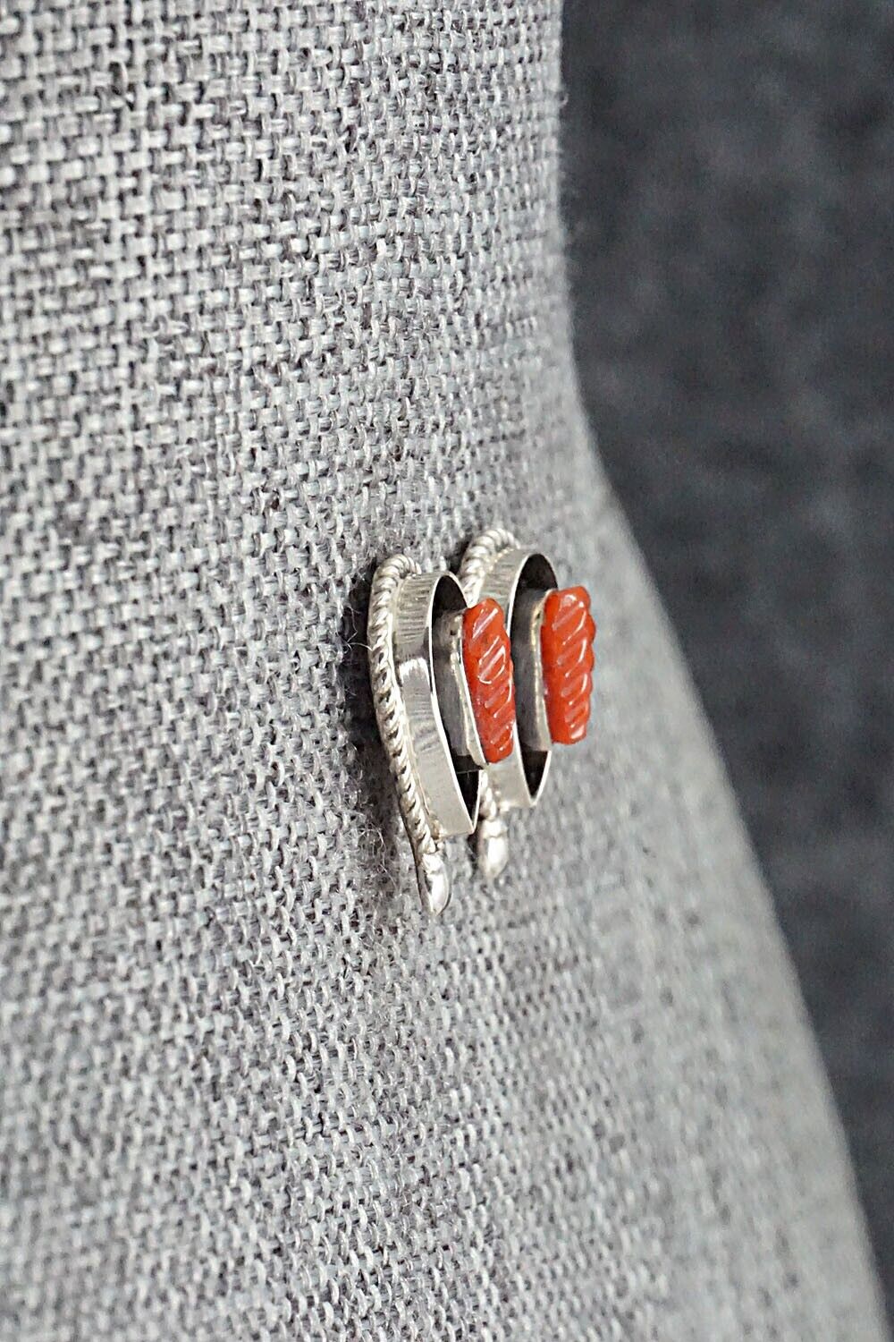 Coral & Sterling Silver Earrings - Shirley Walela