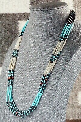 Turquoise, Shell, Coral & Sterling Silver Necklace - Esquipula Tenorio