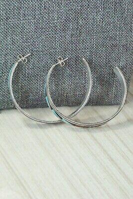 Multi Stone Inlay & Sterling Silver Hoop Earrings - Phil Weahkee - High Lonesome Trading