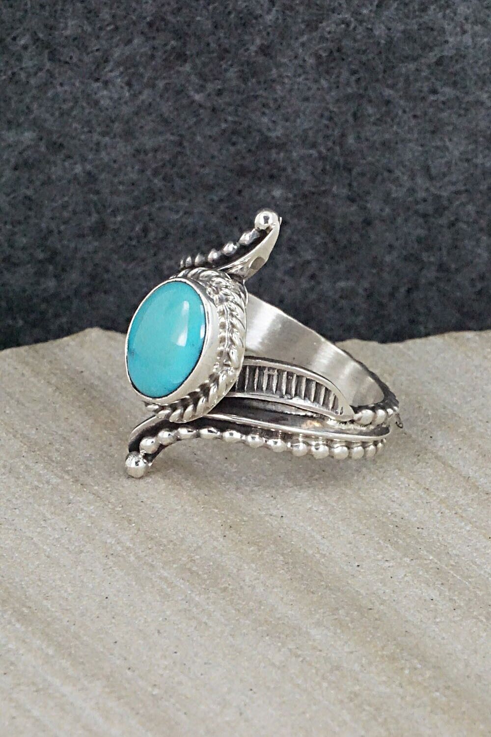 Turquoise & Sterling Silver Ring - Thomas Yazzie - Size 7.75