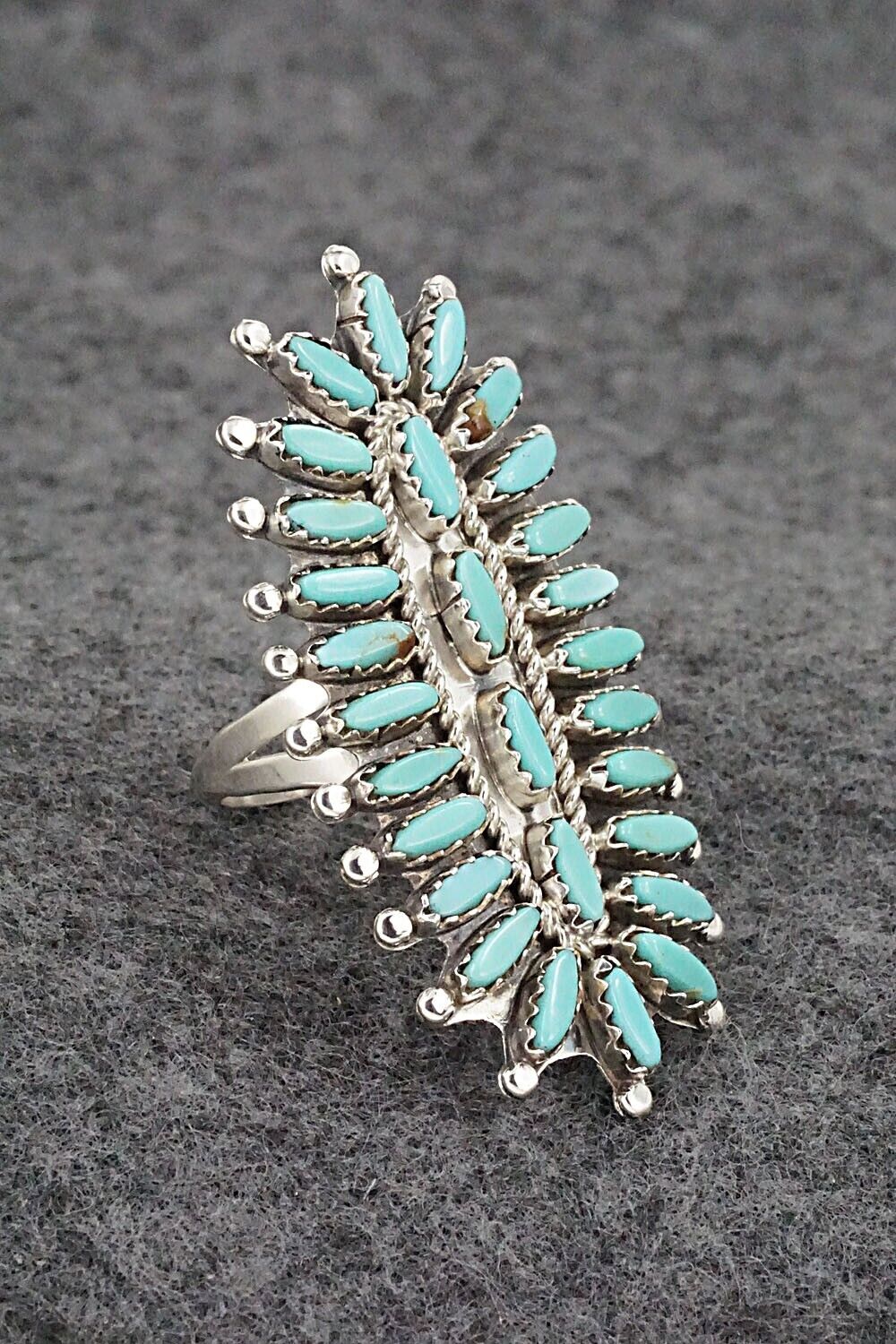 Turquoise & Sterling Silver Ring - Nathaniel Nez - Size 8