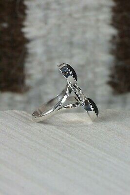 Navajo Onyx and Sterling Silver Ring - Grace Kenneth - Size 7.5 - High Lonesome Trading