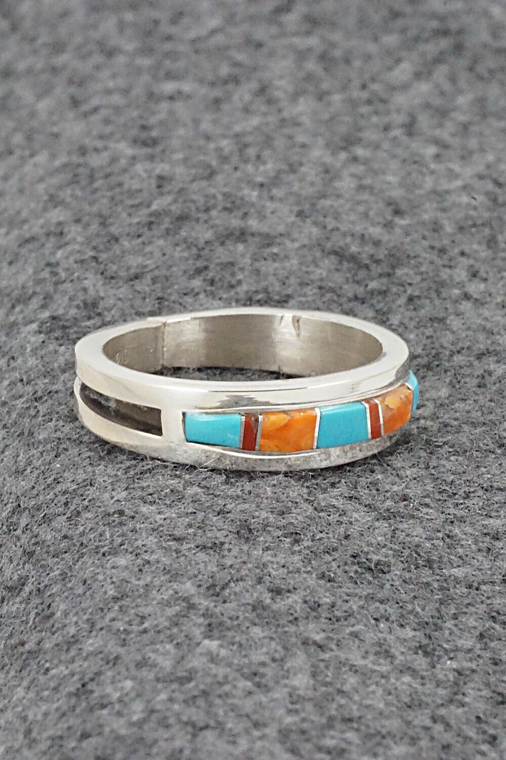 Multi-Stone & Sterling Silver Inlay Ring - Wilbert Muskett Jr. - Size 12