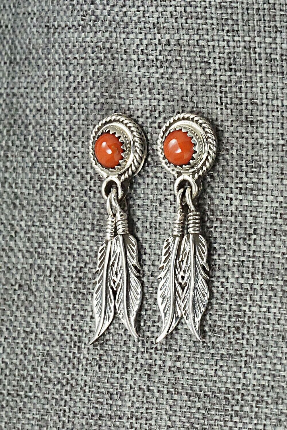 Coral & Sterling Silver Earrings - Sadie Jim