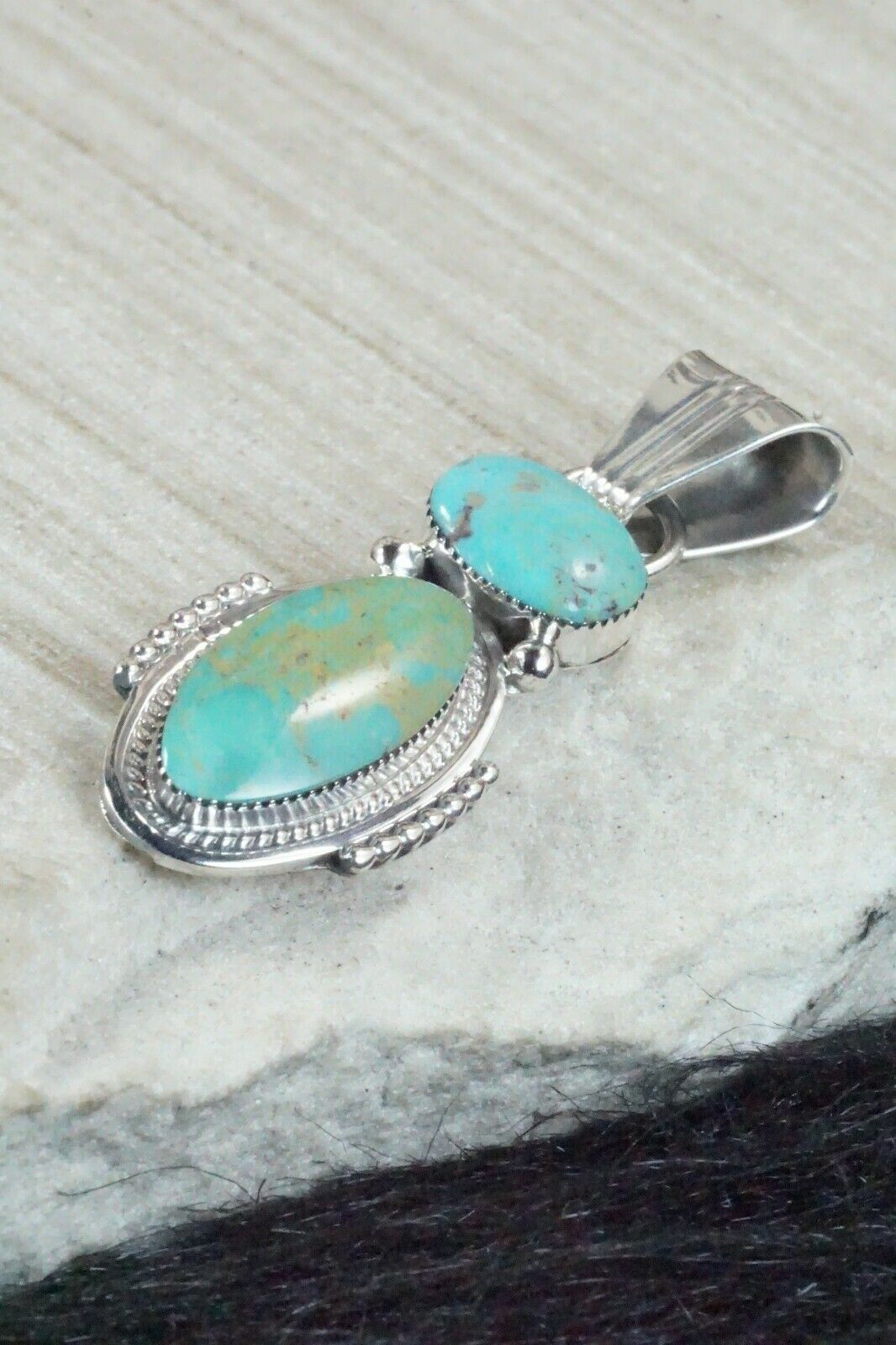 Turquoise and Sterling Silver Pendant - Bobby Platero
