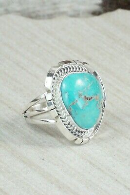 Turquoise & Sterling Silver Ring - Samuel Yellowhair - Size 7.5