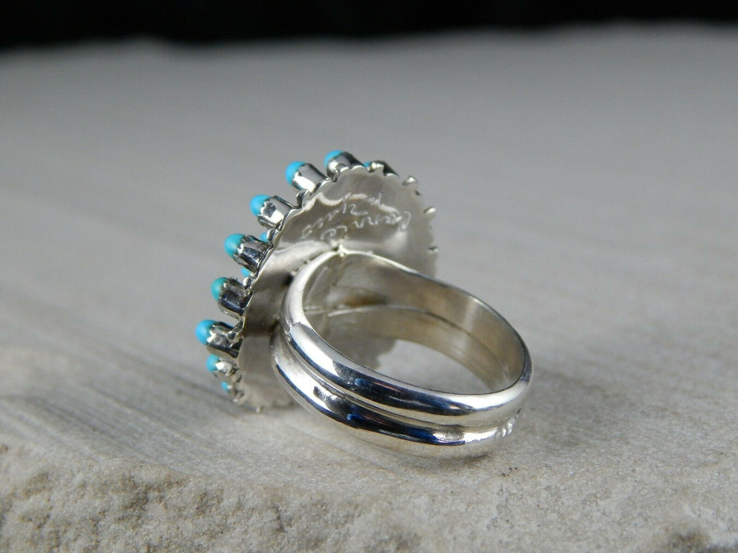 Zuni Turquoise and Sterling Silver Ring - Connie Wyaco - Size 6.5 - High Lonesome Trading