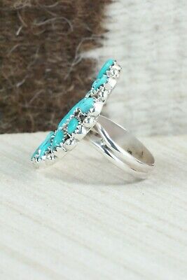 Turquoise and Sterling Silver Ring - Justina Wilson - Size 8