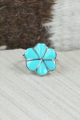 Turquoise & Sterling Silver Ring - Floria Shetima - Size 8