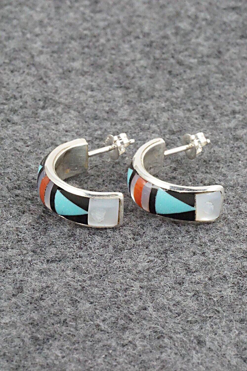 Multi Stone Inlay & Sterling Silver Earrings - Delberta Boone