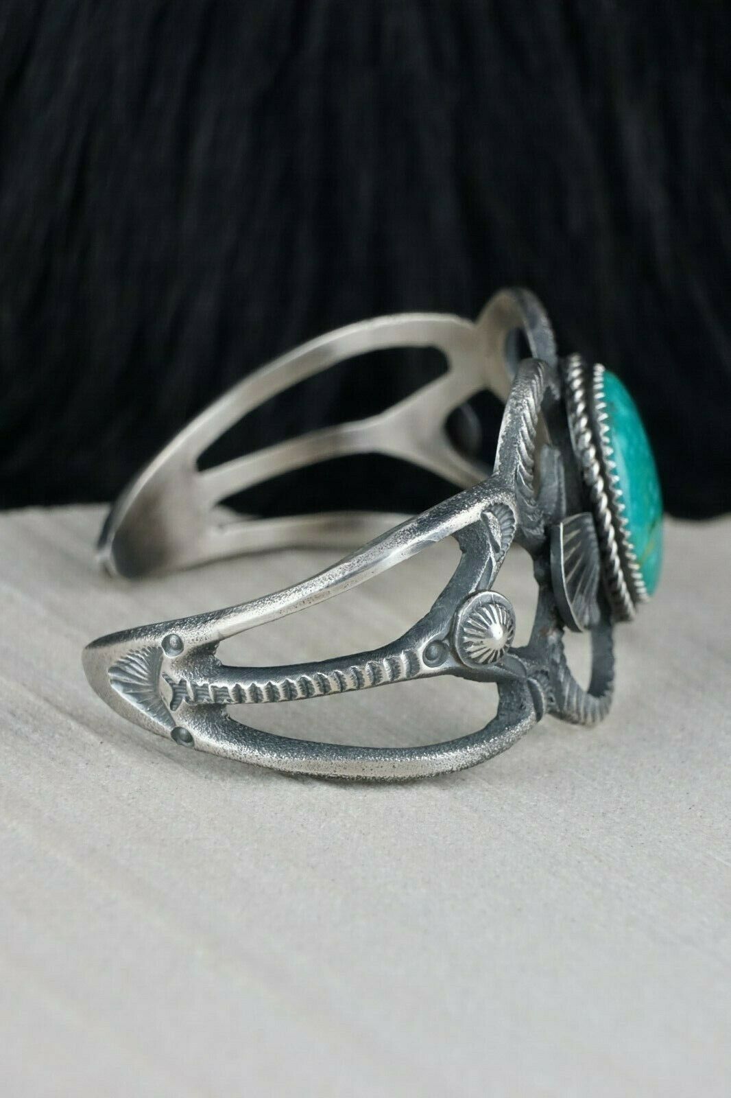 Navajo Turquoise and Sterling Silver Bracelet - Eva & Linberg Billah - High Lonesome Trading