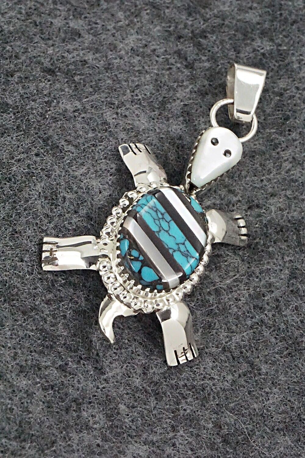 Multi Stone & Sterling Silver Inlay Pendant - Wayne Haloo