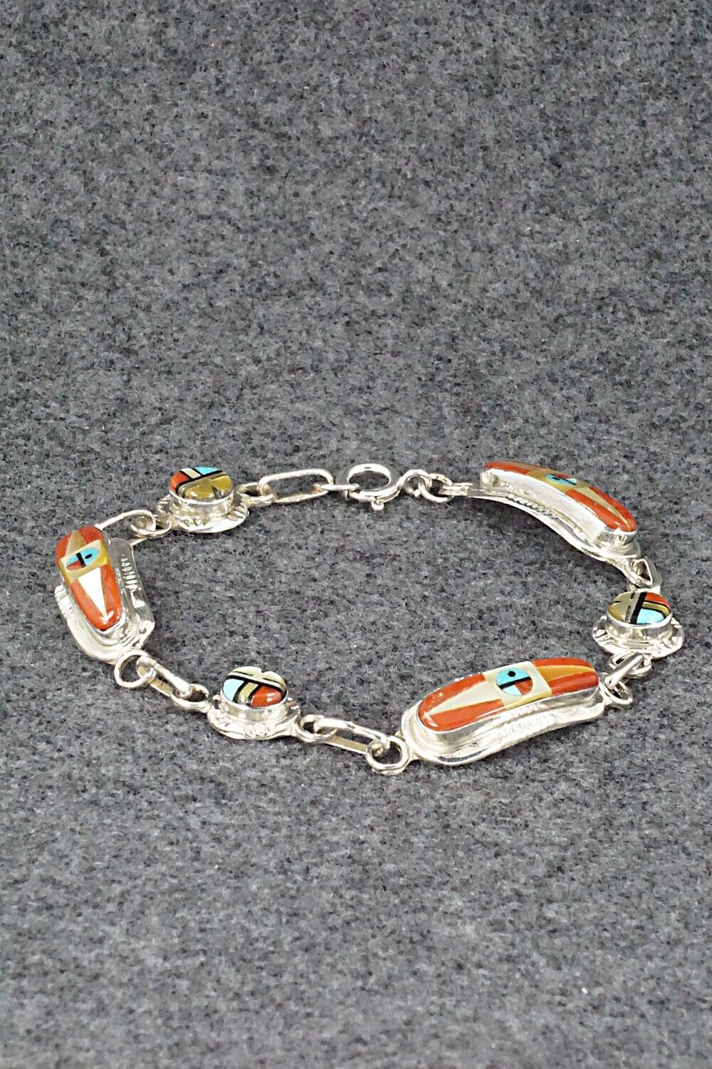 Multi Stone & Sterling Silver Link Bracelet - Patty Edaakie
