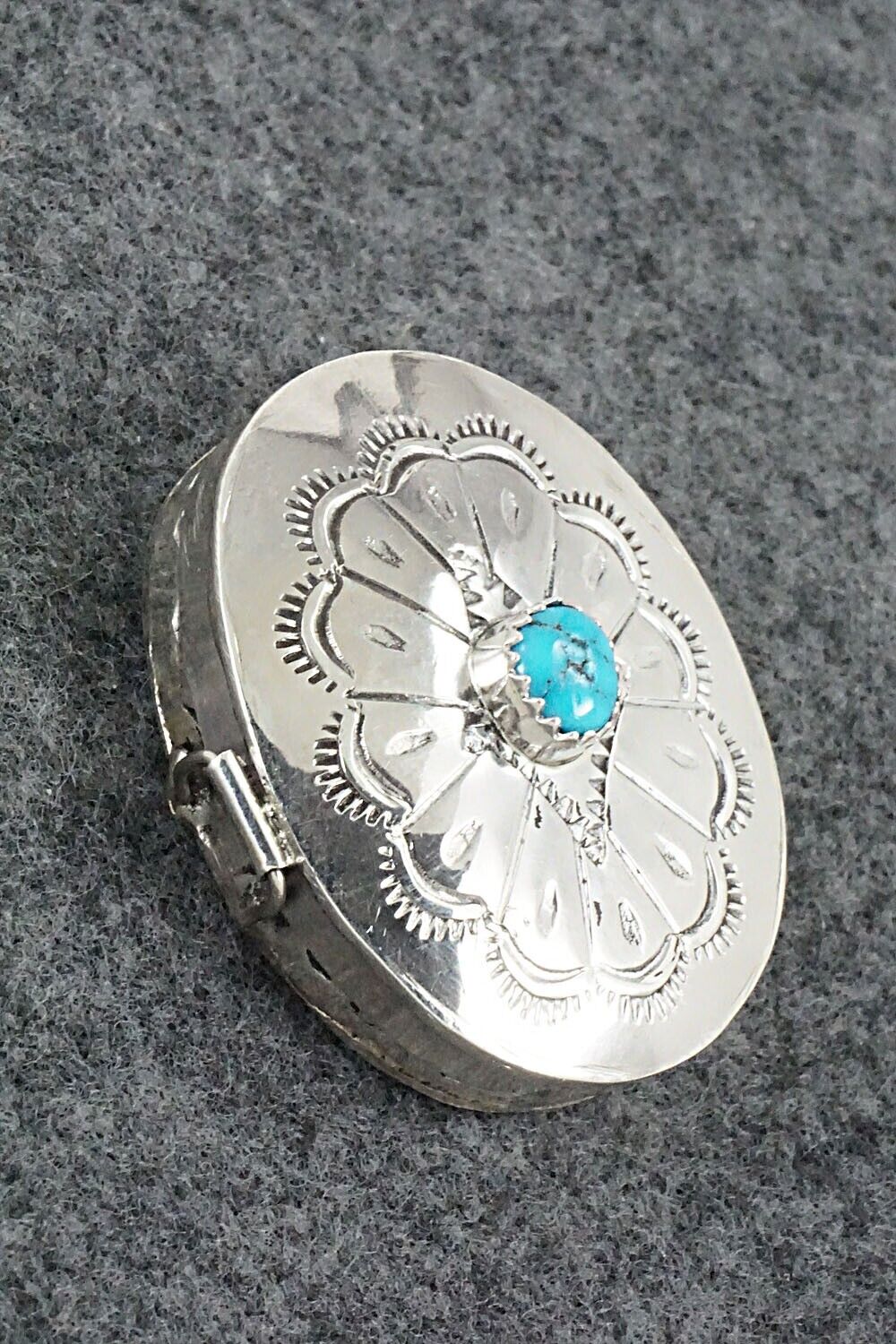 Turquoise & Sterling Silver Pill Box - Elouise Curtis
