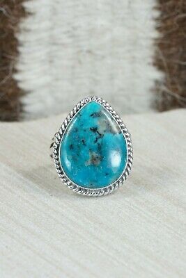 Navajo Turquoise and Sterling Silver Ring - Tom Dinetso - Size 7.25