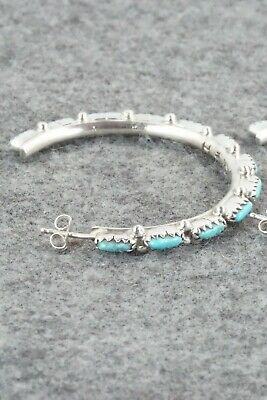 Turquoise & Sterling Silver Hoop Earrings - Murray Hannaweeka