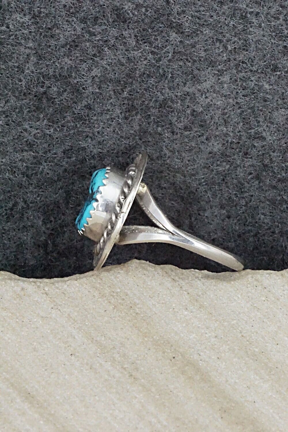 Turquoise & Sterling Silver Ring - Freda Martinez - Size 8