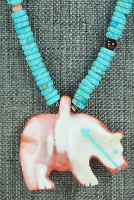 Bear Zuni Fetish Carving Necklace - Andres Quandelacy