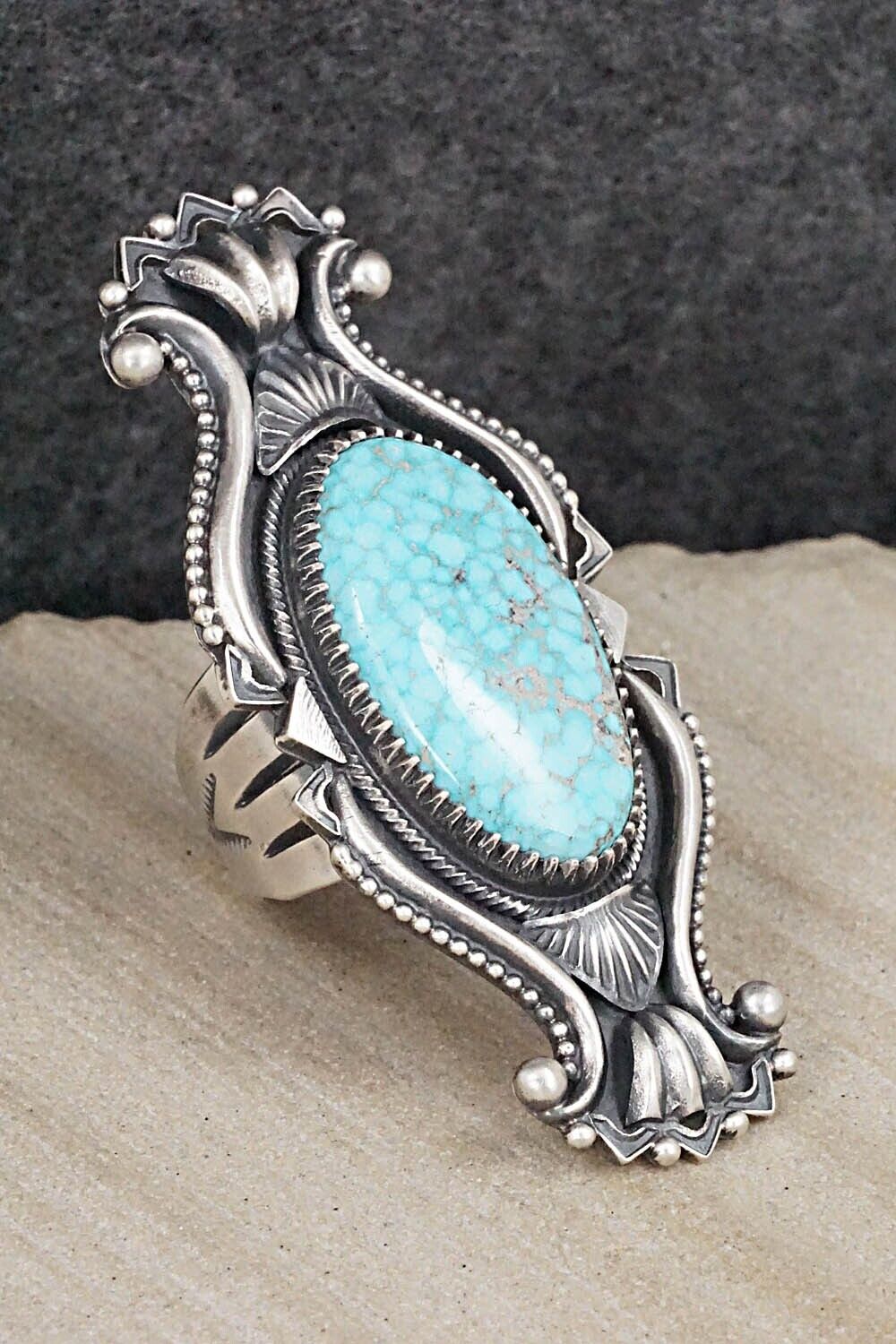 Turquoise & Sterling Silver Ring - Derrick Gordon - Size 8.5