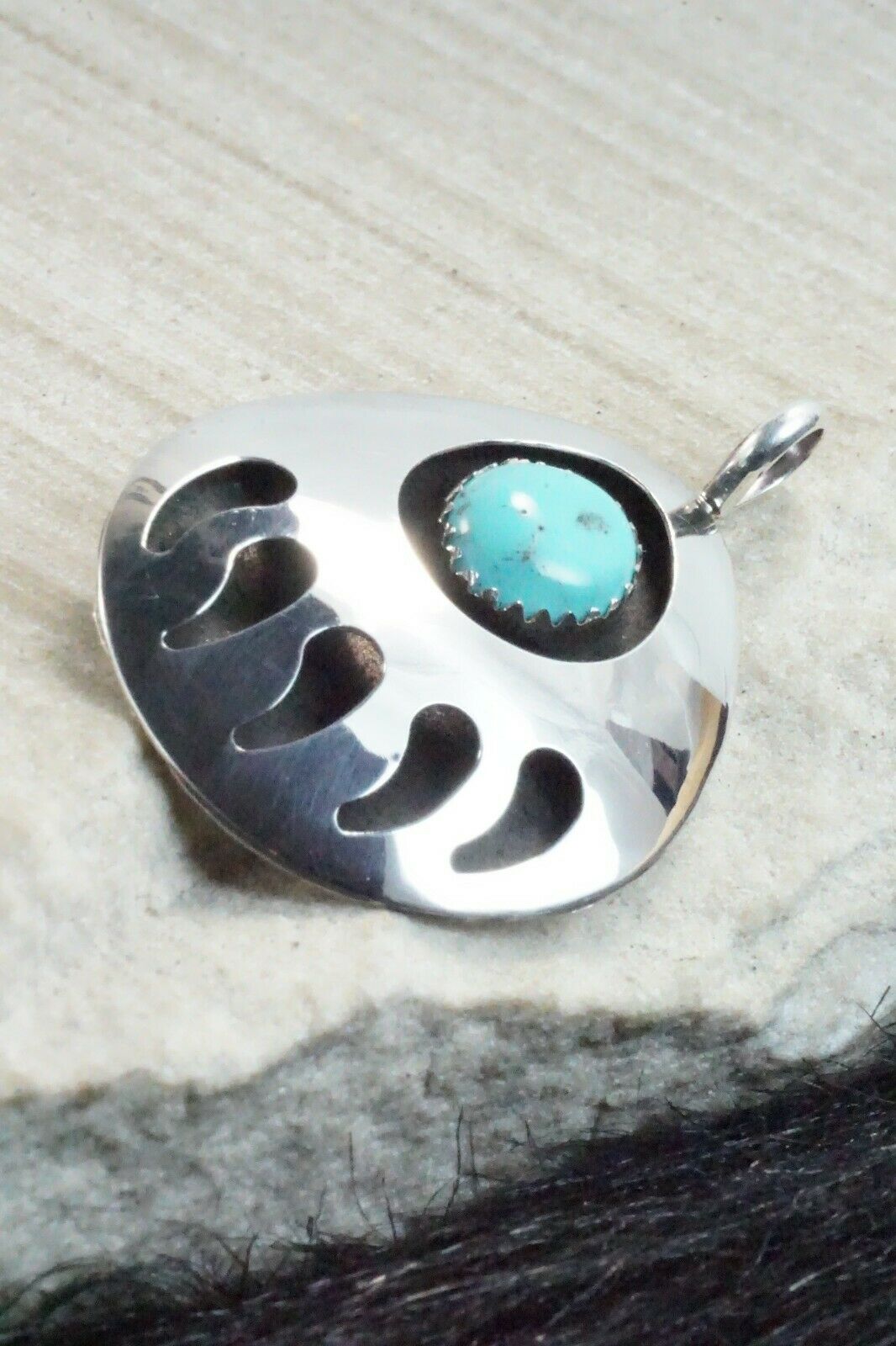 Turquoise & Sterling Silver Pendant - Virginia Long
