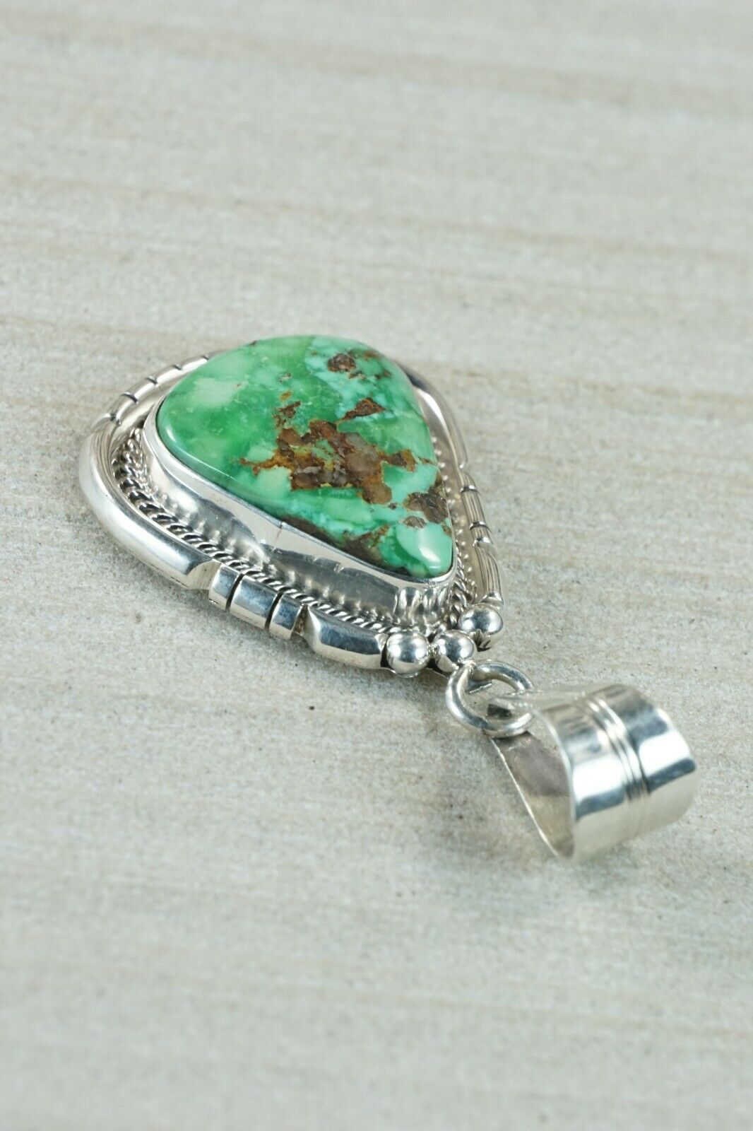 Navajo Turquoise & Sterling Silver Pendant - Samuel Yellowhair