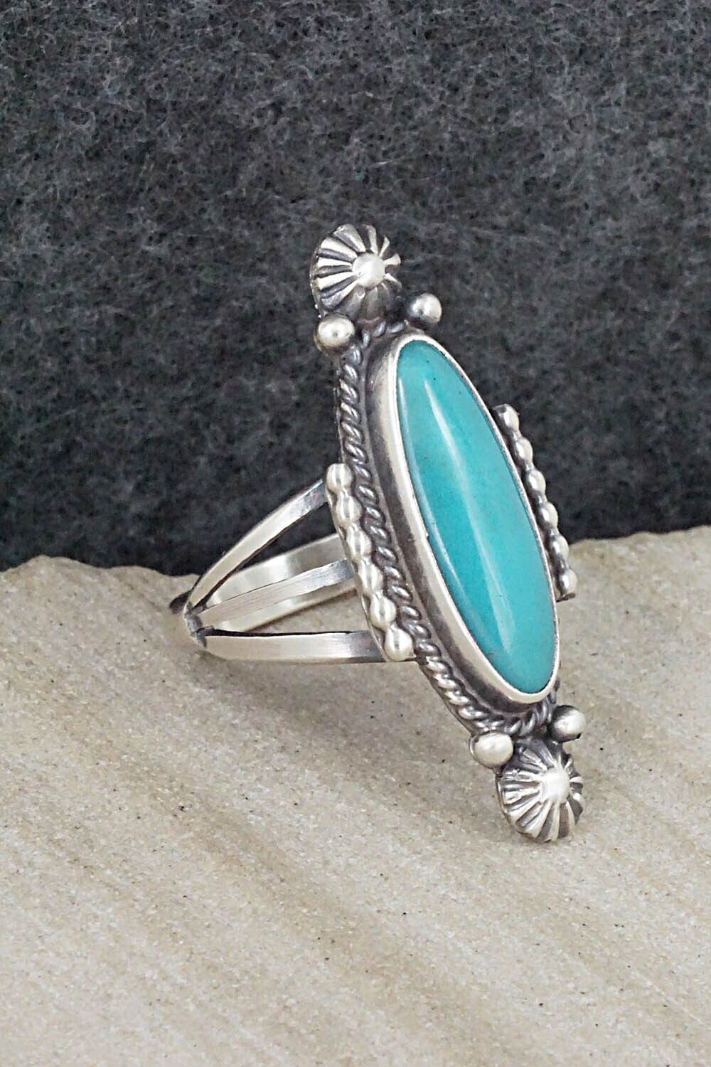 Turquoise & Sterling Silver Ring - Samuel Yellowhair - Size 7.5