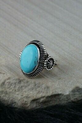 Navajo Turquoise and Sterling Silver Ring - Roberta Begay - Size 8.25 - High Lonesome Trading