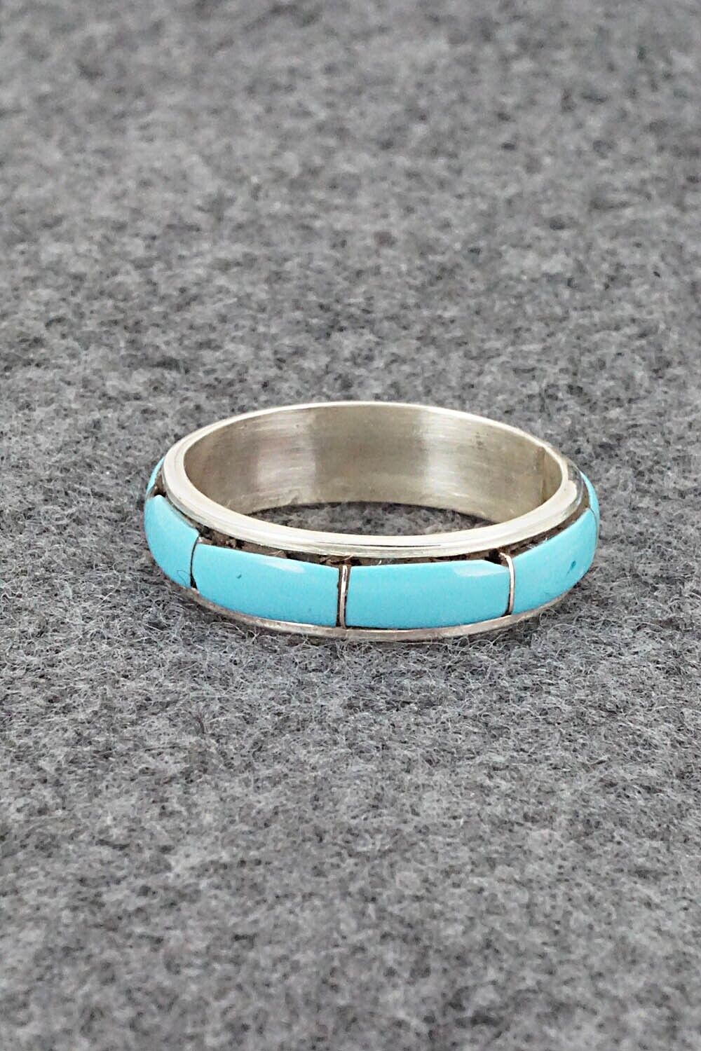 Turquoise & Sterling Silver Inlay Ring - Zenia Kylestewa - Size 11.5