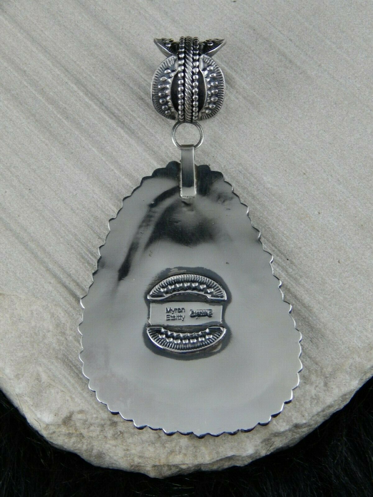 Navajo Turquoise and Sterling Silver Pendant - Myron Etsitty - High Lonesome Trading