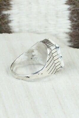 Inlay White Buffalo & Sterling Silver Ring - Ray Jack - Size 13 - High Lonesome Trading