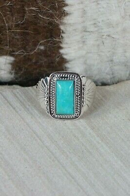 Navajo Turquoise & Sterling Silver Ring - Bobby Platero - Size 9.75 - High Lonesome Trading