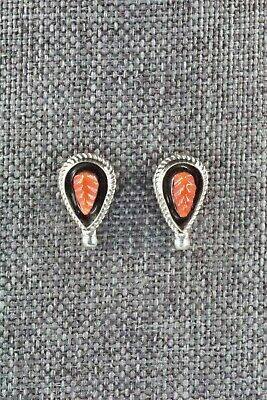 Coral & Sterling Silver Earrings - Shirley Walela - High Lonesome Trading