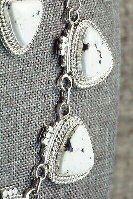 Navajo White Buffalo & Sterling Silver Necklace and Earrings Set - Tom Lewis