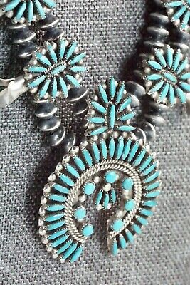 Zuni Turquoise & Sterling Silver Squash Blossom Set - Lorena Peina