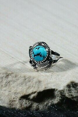 Navajo Turquoise and Sterling Silver Ring - Roberta Begay - Size 7 - High Lonesome Trading