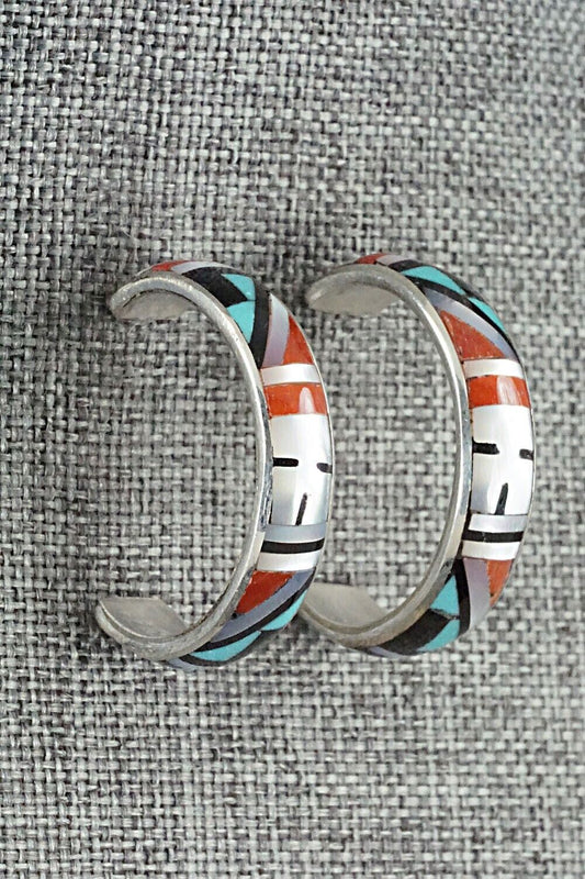 Multi Stone Inlay & Sterling Silver Earrings - Delberta Boone
