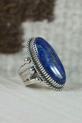 Navajo Lapis and Sterling Silver Ring - Alvin Joe - Size 5.75 - High Lonesome Trading