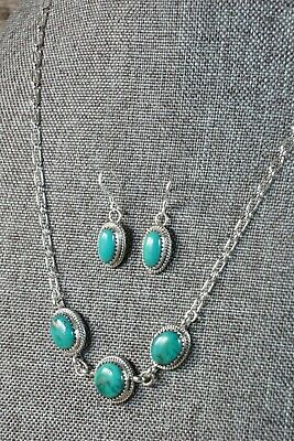 Navajo Turquoise & Sterling Silver Necklace and Earrings Set - Mark Barney