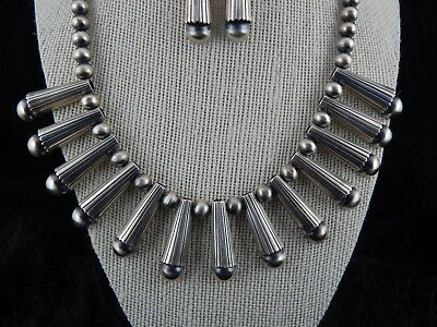 Navajo Sterling Silver Necklace & Earring Set - Geraldine Yazzie - High Lonesome Trading