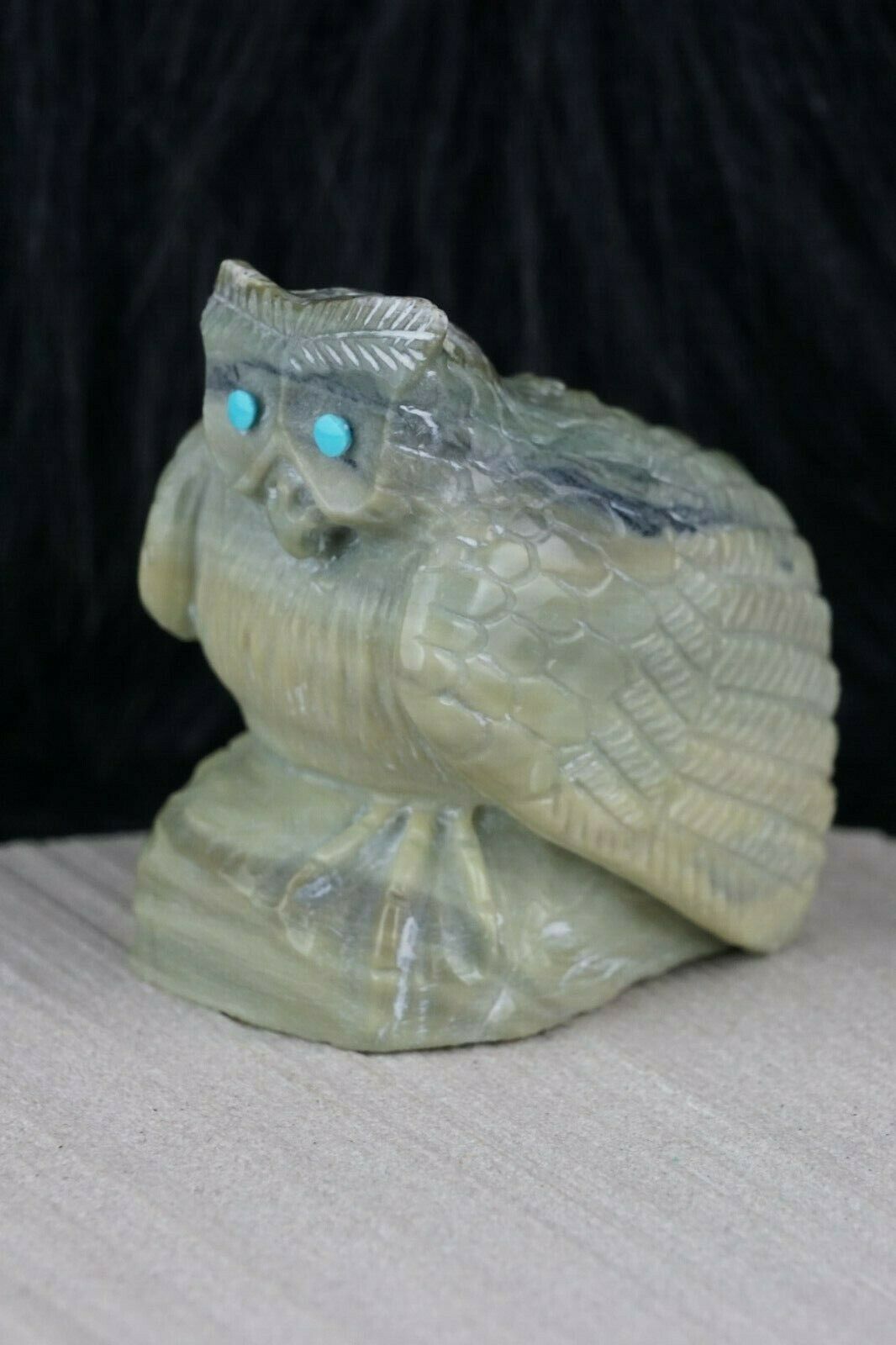 Owl Zuni Fetish Carving - Derrick Kaamasee - High Lonesome Trading