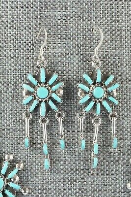 Turquoise & Sterling Silver Necklace and Earrings Set - Keith Leekity