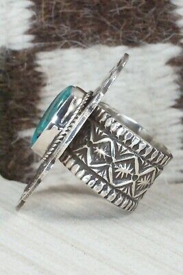 Turquoise and Sterling Silver Ring - Leonard Maloney - Size 11.5