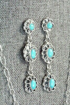 Turquoise & Sterling Silver Necklace and Earrings - Sadie Jim