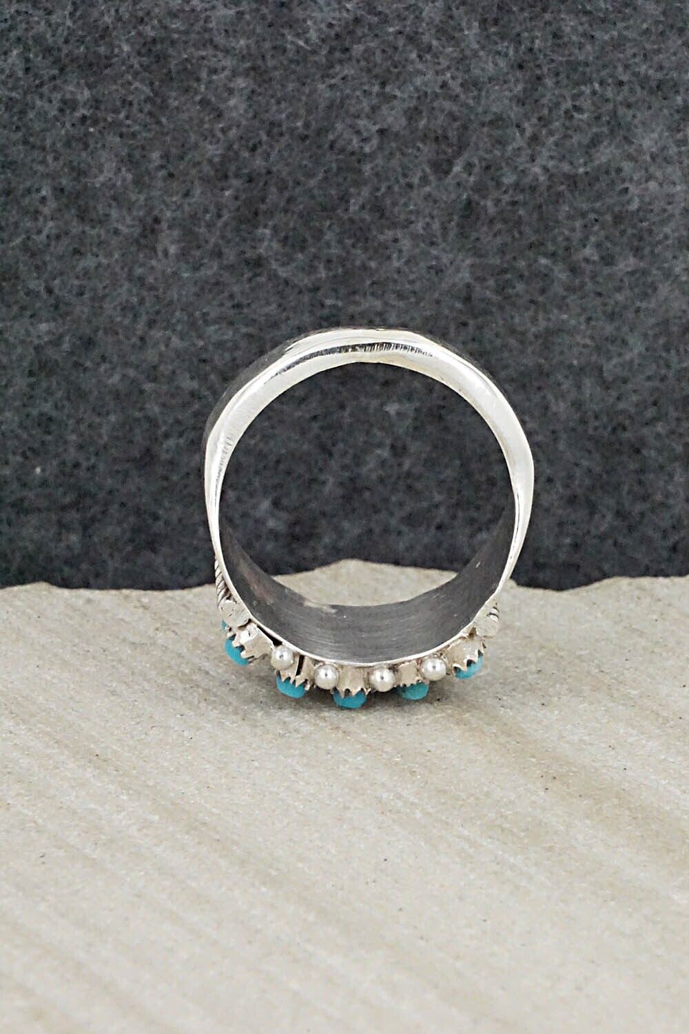 Turquoise & Sterling Silver Ring - April Haloo - Size 6.75