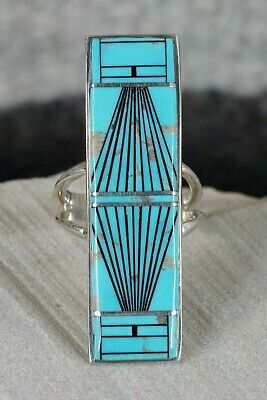 Navajo Turquoise & Sterling Silver Ring - Ervin Tsosie - Size 11.25 - High Lonesome Trading