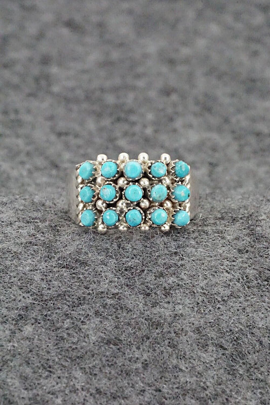 Turquoise & Sterling Silver Ring - April Haloo - Size 6