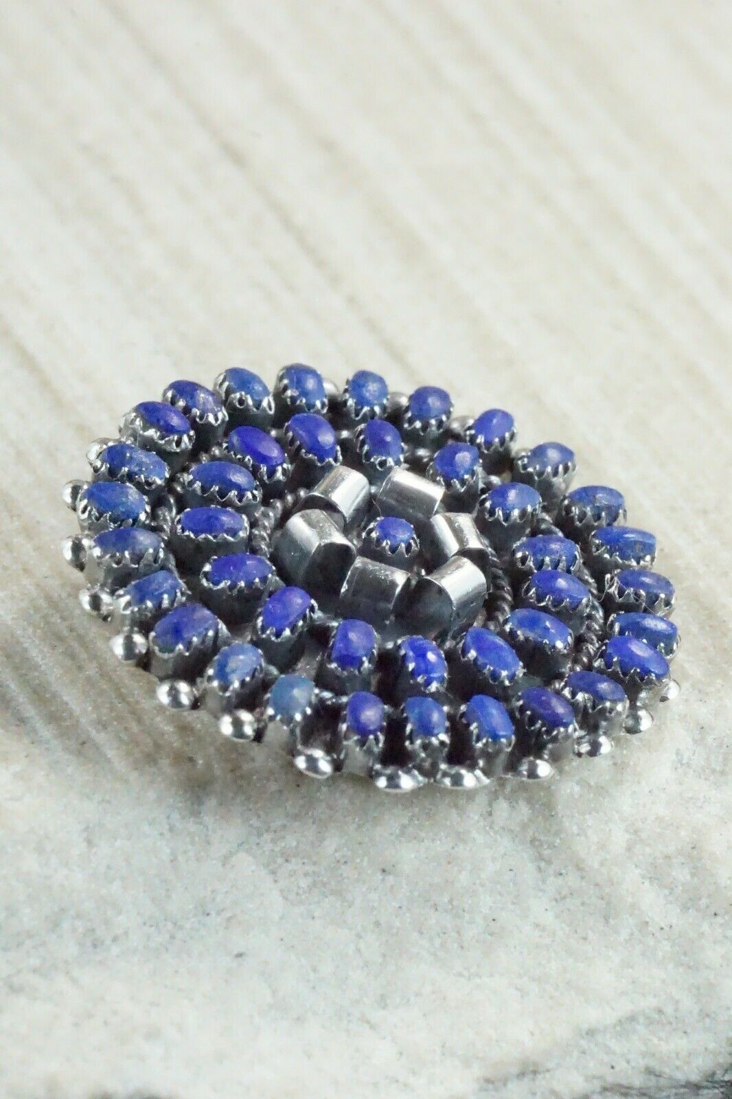 Lapis & Sterling Silver Pendant / Pin - Lorencita Walela - High Lonesome Trading
